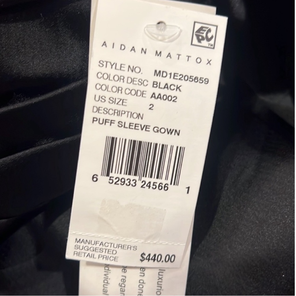 NWT-Aidan Mattox Puff Sleeve Satin Gown - Picture 7 of 10